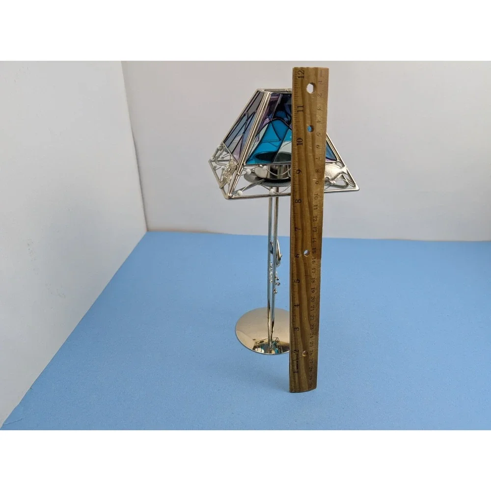 Aquatic Ocean Fish Stained Glass Tea Light Candle Holder Lamp Beach Theme Votive